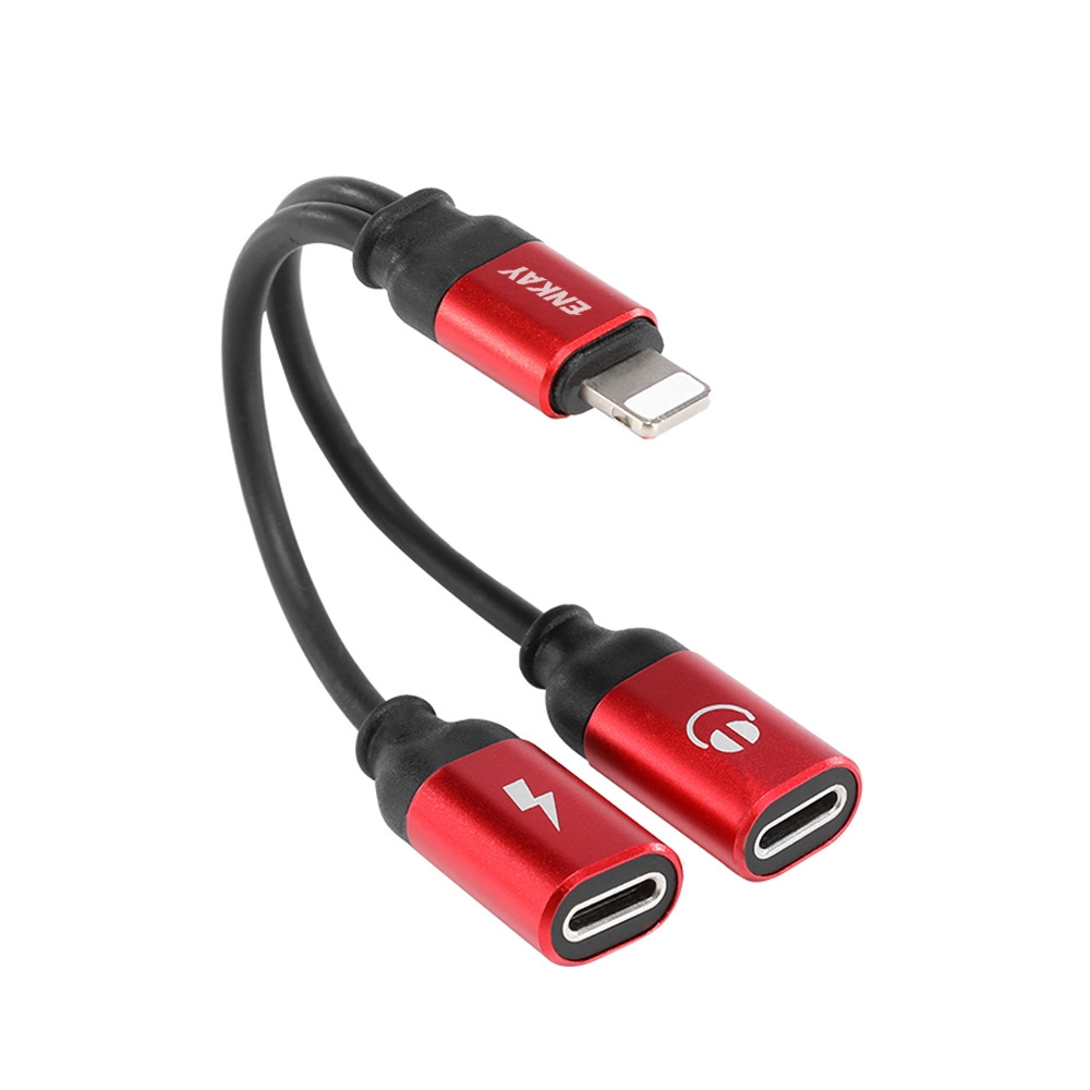 ENKAY ENK-AT104 8 Pin to Dual 8 Pin Charging Listen to Songs Aluminum Alloy Adapter Conversion Cable(Red) ENKAY ENK-AT104 8 Pin to Dual 8 Pin Charging Listen to Songs Aluminum Alloy Adapter Conversion Cable(Red)