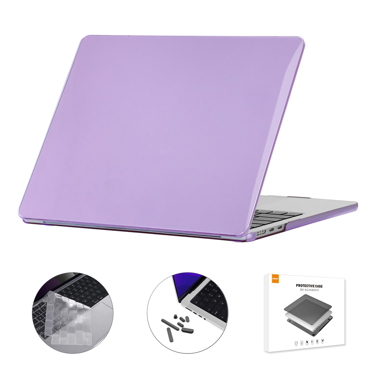 For MacBook Air 13.6 2022 A2681 US Version ENKAY 3 in 1 Crystal Laptop Case with TPU Keyboard Film / Anti-dust Plugs (Light Purple) For MacBook Air 13.6 2022 A2681 US Version ENKAY 3 in 1 Crystal Laptop Case with TPU Keyboard Film / Anti-dust Plugs (Light Purple)