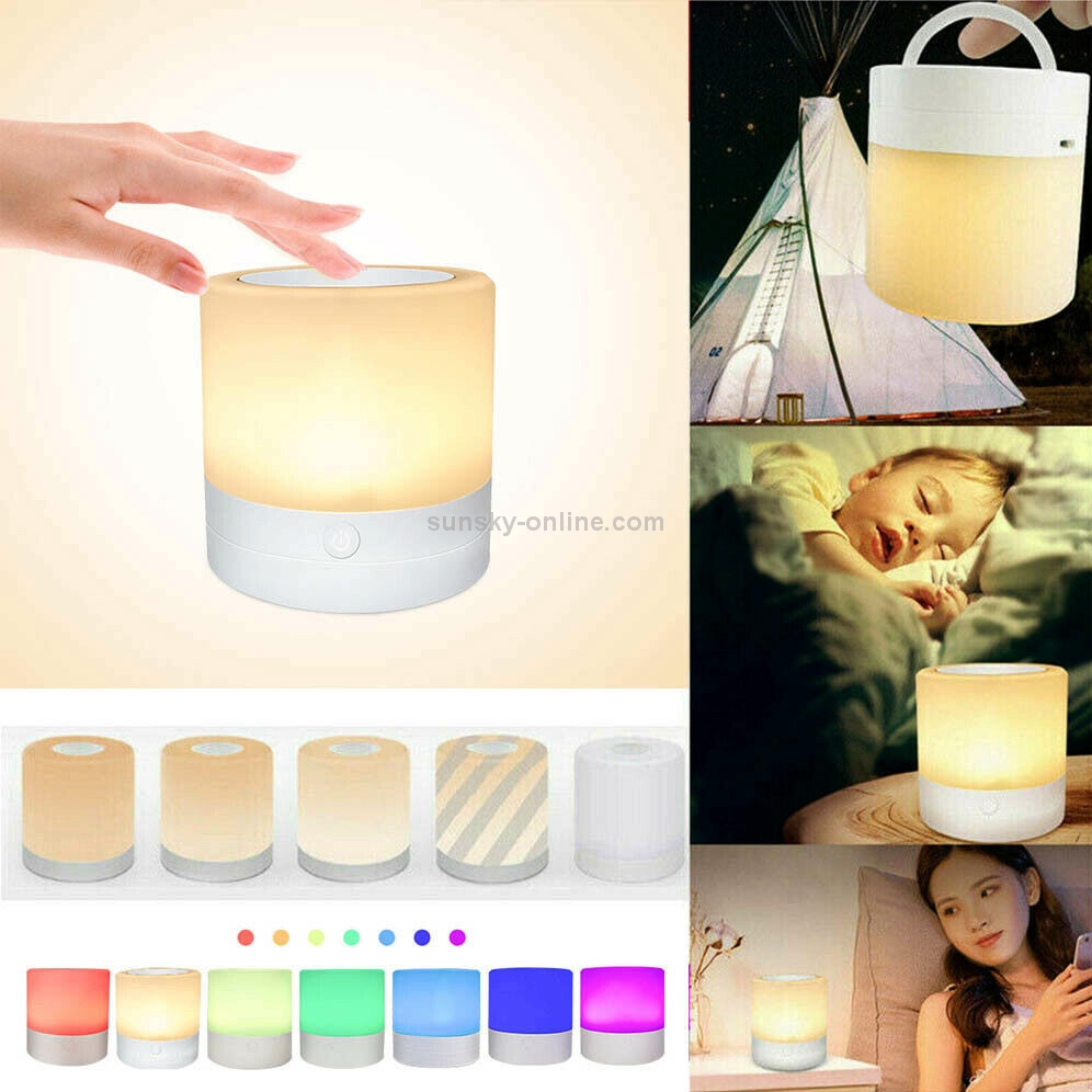 LED Night Light Bedside Table Touch Sensoring Lamp USB Rechargeable RGB LED Night Light