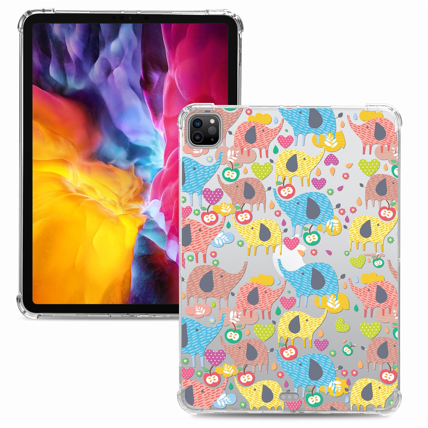 For iPad Pro 12.9 inch 2022 / 2021 / 2020 Colored Drawing Four-Corners Shockproof TPU Tablet Case(Color Elephant) For iPad Pro 12.9 inch 2022 / 2021 / 2020 Colored Drawing Four-Corners Shockproof TPU Tablet Case(Color Elephant)