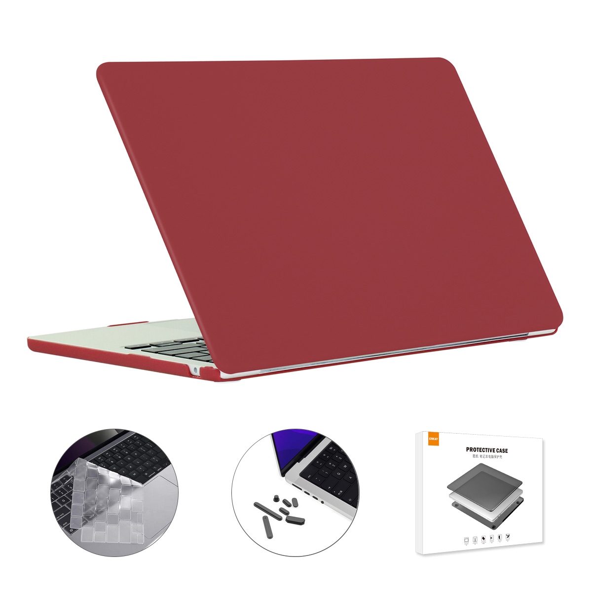 For MacBook Air 13.6 2022/2024 A2681 M2 / A3113 M3 US Version ENKAY 3 in 1 Matte Laptop Case with TPU Keyboard Film / Anti-dust Plugs (Wine Red) For MacBook Air 13.6 2022/2024 A2681 M2 / A3113 M3 US Version ENKAY 3 in 1 Matte Laptop Case with TPU Keyboard Film / Anti-dust Plugs (Wine Red)