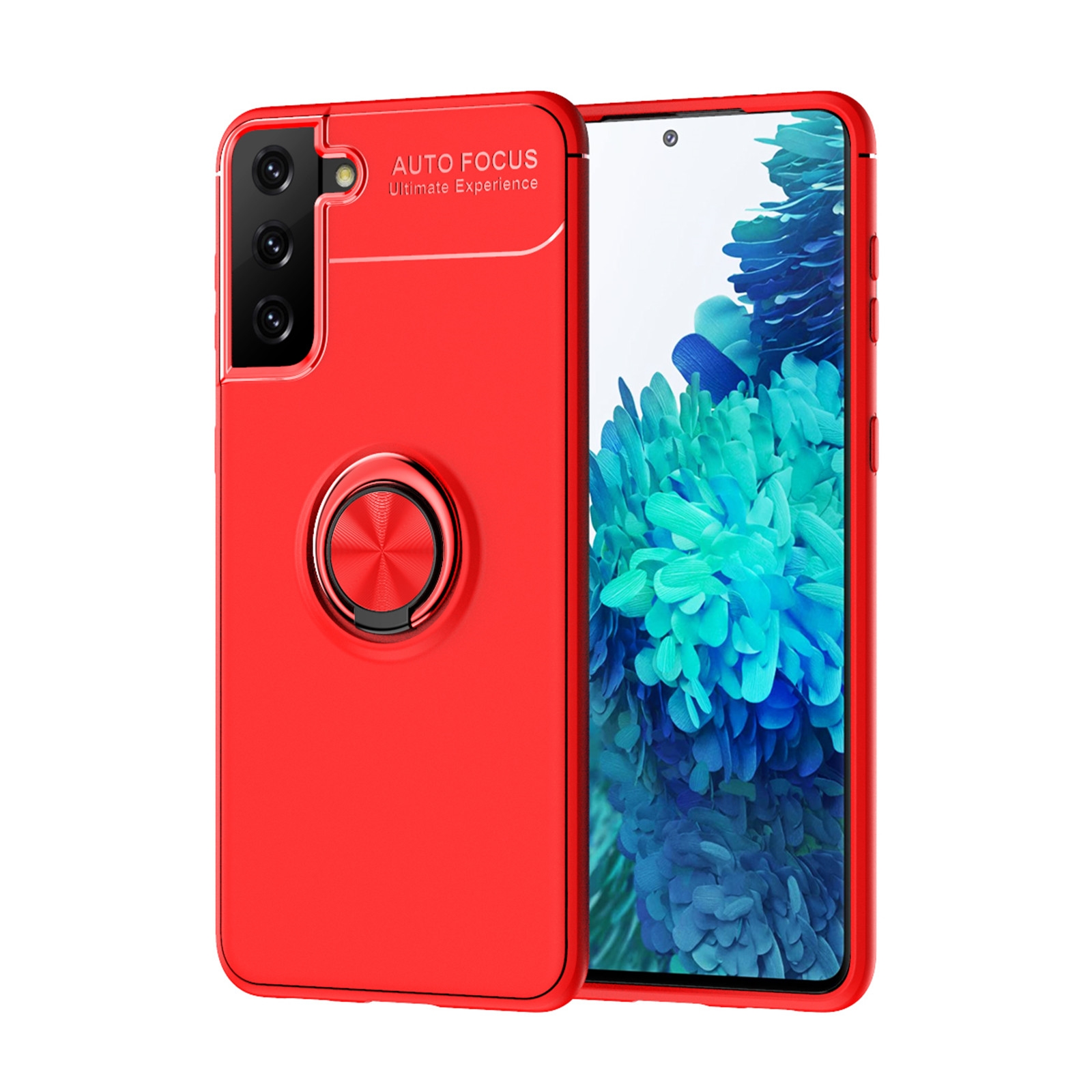 For Samsung Galaxy S21 5G Metal Ring Holder 360 Degree Rotating TPU Case(Red+Red) For Samsung Galaxy S21 5G Metal Ring Holder 360 Degree Rotating TPU Case(Red+Red)