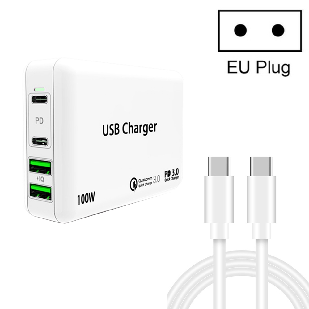 PD65W-A9 PD 65W Dual Dort USB-C / Type-C + Dual USB Charger with 5A USB-C / Type-C to USB-C / Type-C Fast Charging Cable for Apple MacBook Series EU Plug PD65W-A9 PD 65W Dual Dort USB-C / Type-C + Dual USB Charger with 5A USB-C / Type-C to USB-C / Type-C Fast Charging Cable for Apple MacBook Series EU Plug