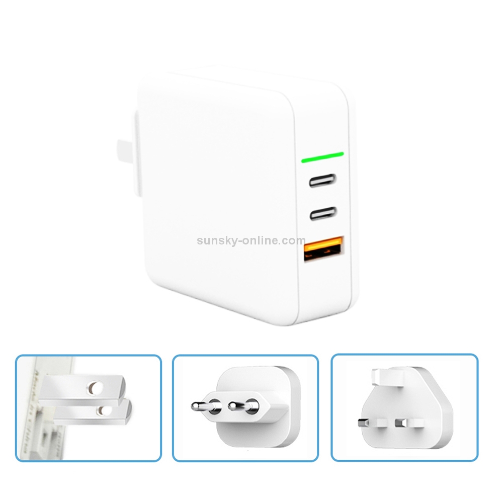 KP-GAN65-3 65W PD Dual Type-C + 30W USB GAN Charger for Apple / Huawei / Samsung, with US Plug / EU Plug / UK Plug White KP-GAN65-3 65W PD Dual Type-C + 30W USB GAN Charger for Apple / Huawei / Samsung, with US Plug / EU Plug / UK Plug White