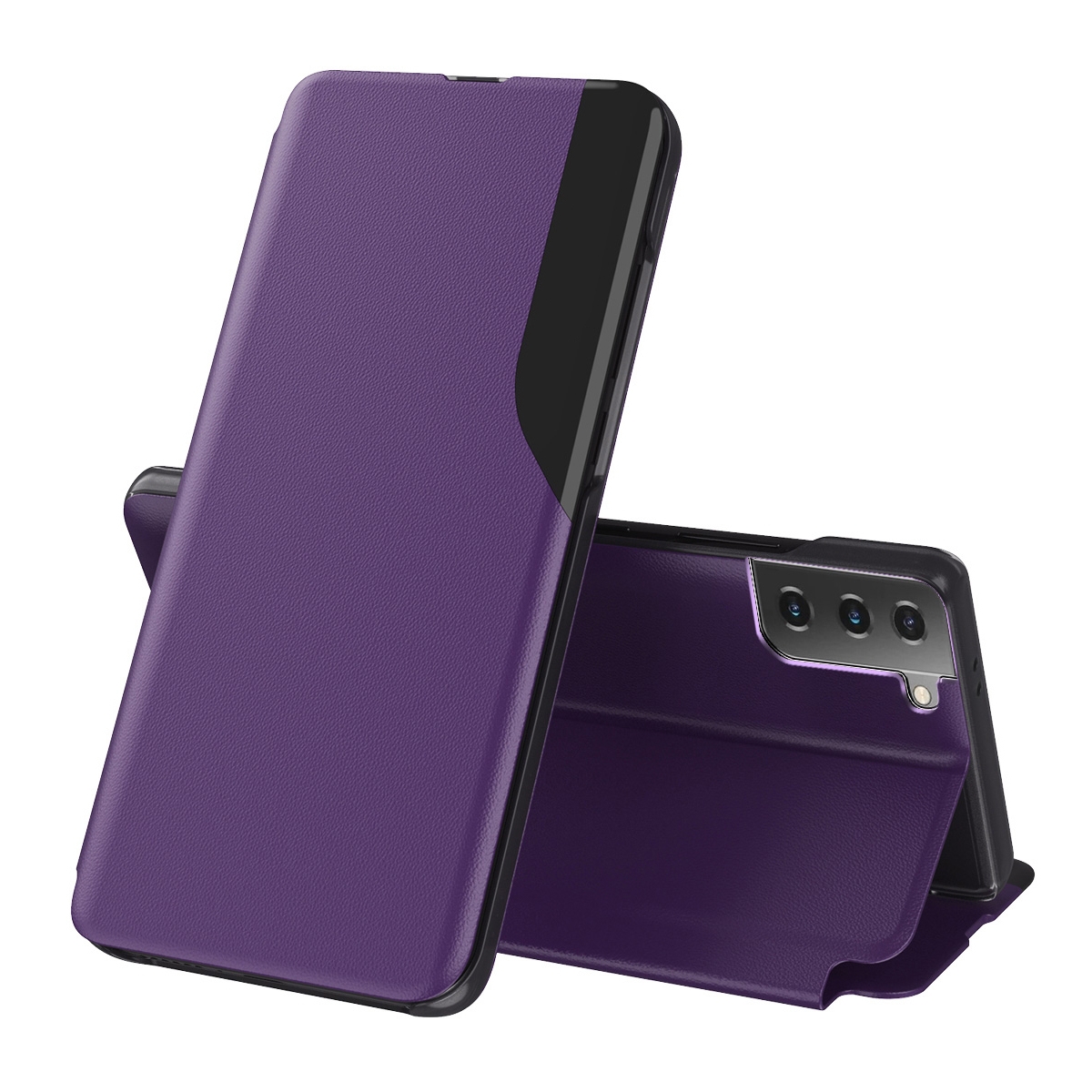 For Samsung Galaxy S21 5G Attraction Flip Holder Leather Phone Case(Purple) For Samsung Galaxy S21 5G Attraction Flip Holder Leather Phone Case(Purple)