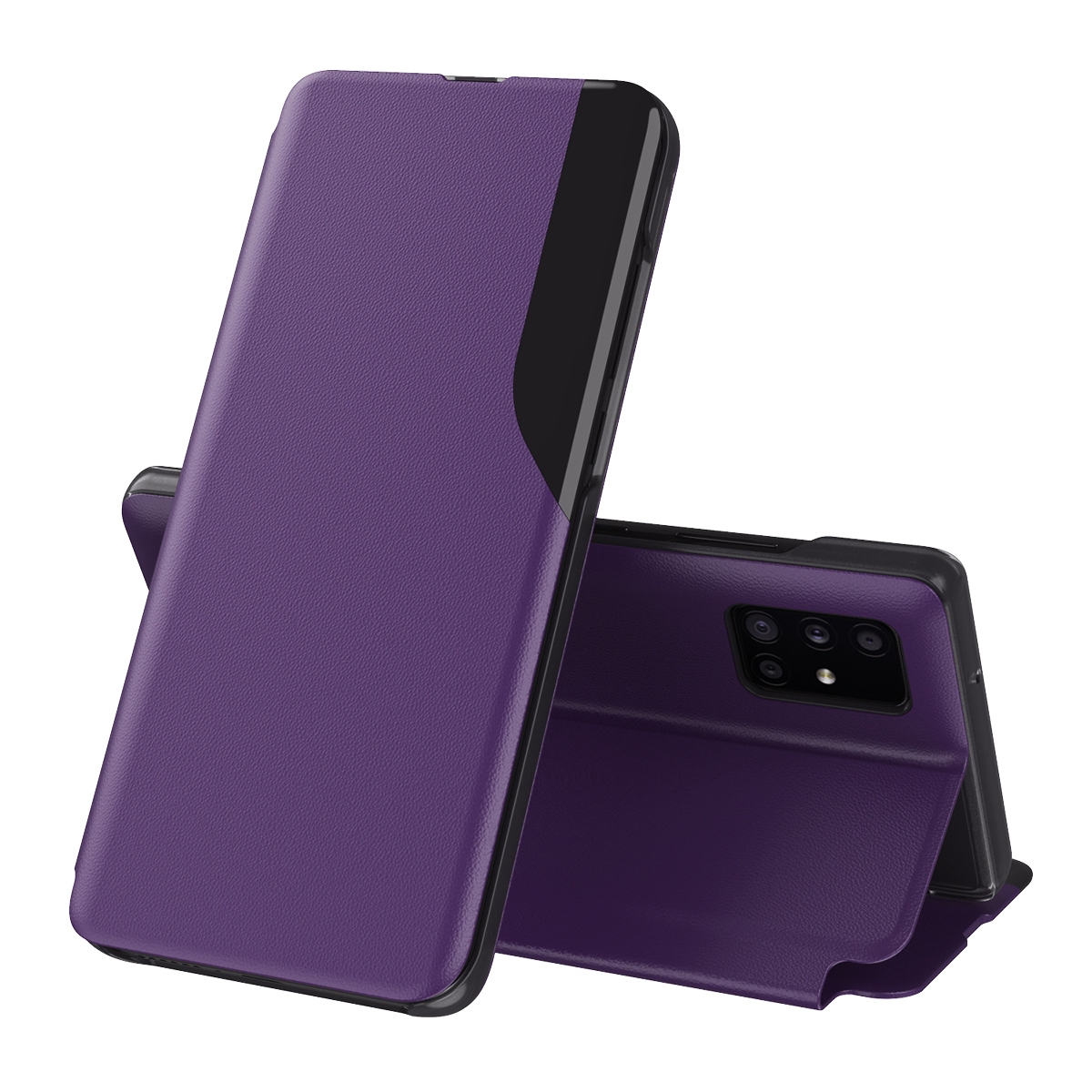 For Samsung Galaxy S21 Ultra 5G Attraction Flip Holder Leather Phone Case(Purple) For Samsung Galaxy S21 Ultra 5G Attraction Flip Holder Leather Phone Case(Purple)