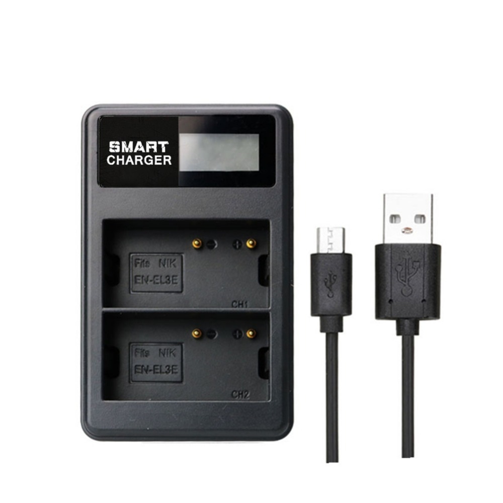 For Nikon EN-EL3E / EL3 Smart LCD Display USB Dual-Channel Charger