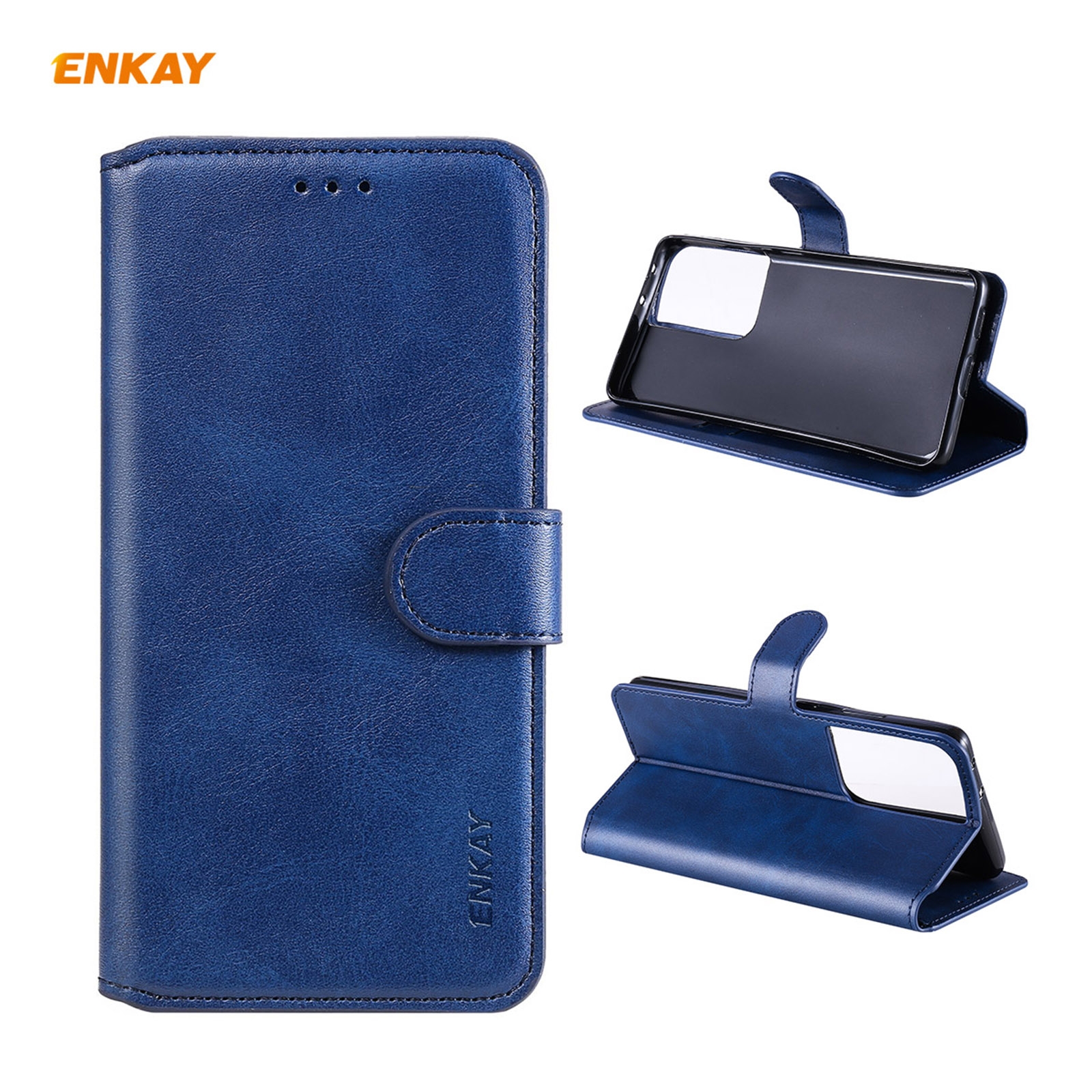 For Samsung Galaxy S21 Ultra 5G ENKAY Hat-Prince Horizontal Flip PU Leather Case with Holder & Card Slots & Wallet(Dark Blue)