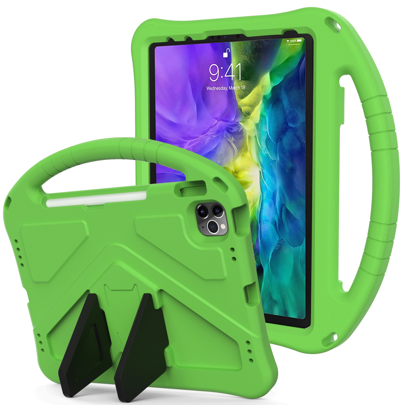 For iPad Pro 11(2020&2018) EVA Flat Anti Falling Protective Tablet Case Shell with Holder(Green) For iPad Pro 11(2020&2018) EVA Flat Anti Falling Protective Tablet Case Shell with Holder(Green)