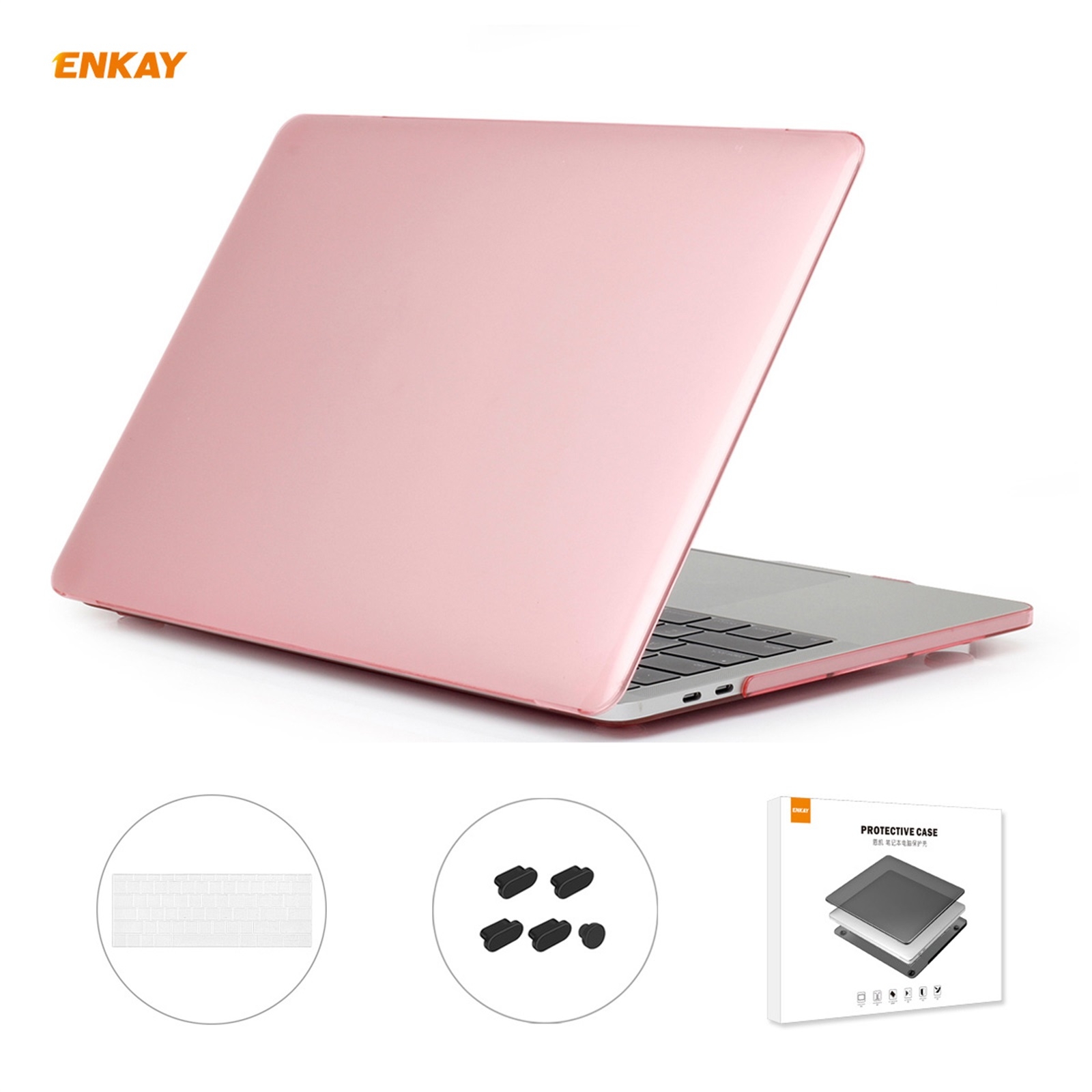 ENKAY 3 in 1 Crystal Laptop Protective Case + US Version TPU Keyboard Film + Anti-dust Plugs Set for MacBook Pro 13.3 inch A1708 (without Touch Bar)(Pink) ENKAY 3 in 1 Crystal Laptop Protective Case + US Version TPU Keyboard Film + Anti-dust Plugs Set for MacBook Pro 13.3 inch A1708 (without Touch Bar)(Pink)