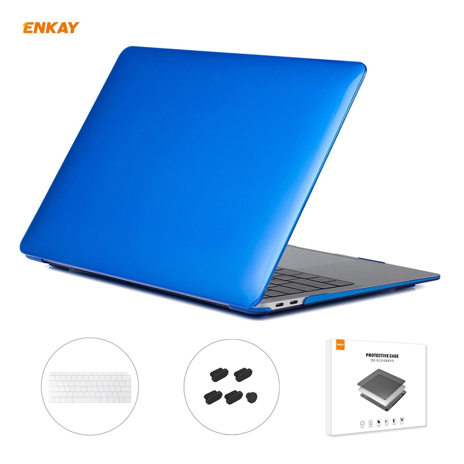 ENKAY 3 in 1 Crystal Laptop Protective Case + US Version TPU Keyboard Film + Anti-dust Plugs Set for MacBook Air 13.3 inch A1932 (2018)(Dark Blue) ENKAY 3 in 1 Crystal Laptop Protective Case + US Version TPU Keyboard Film + Anti-dust Plugs Set for MacBook Air 13.3 inch A1932 (2018)(Dark Blue)