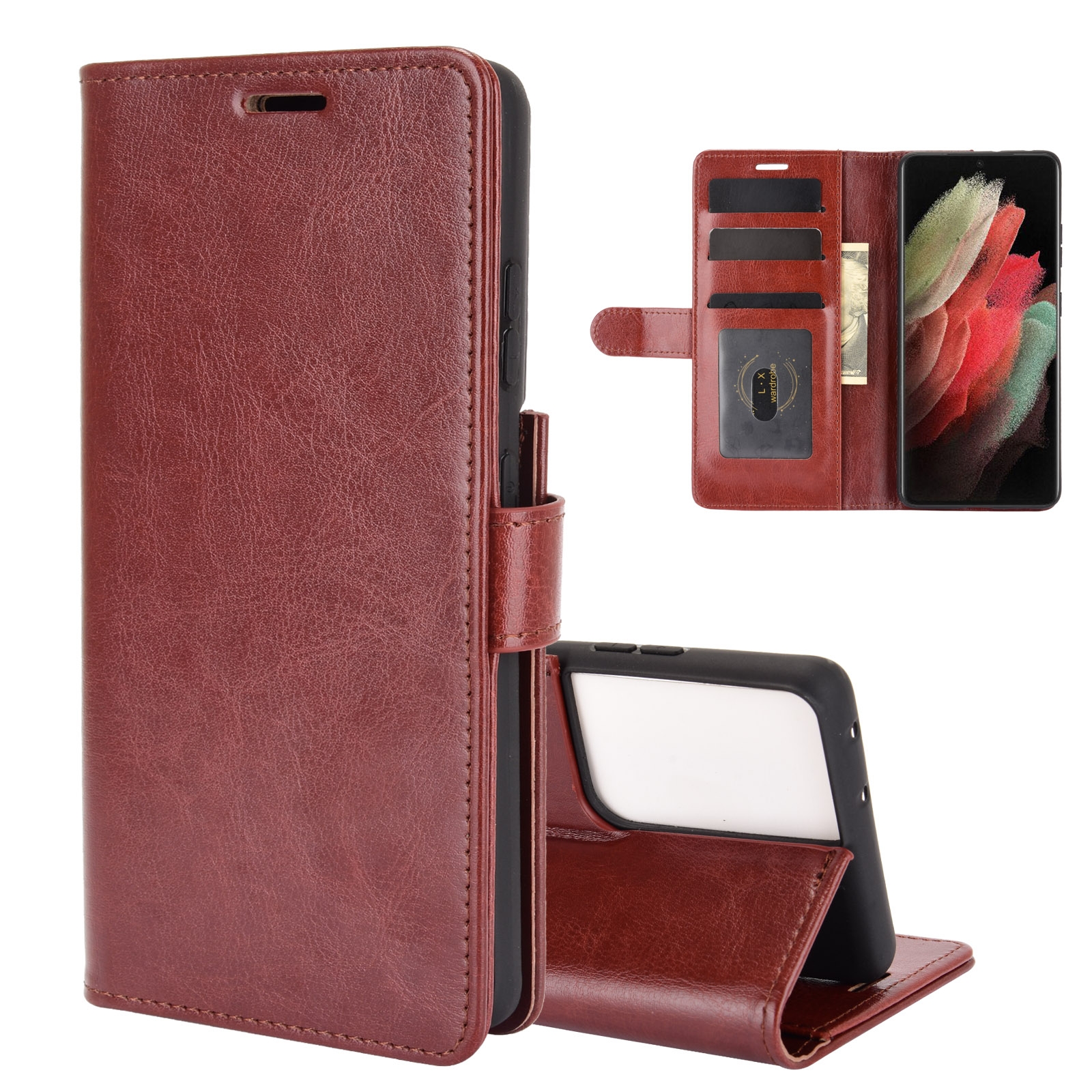 For Samsung Galaxy S21 Ultra R64 Texture Single Horizontal Flip Protective Case with Holder & Card Slots & Wallet& Photo Frame(Brown) For Samsung Galaxy S21 Ultra R64 Texture Single Horizontal Flip Protective Case with Holder & Card Slots & Wallet& Photo Frame(Brown)