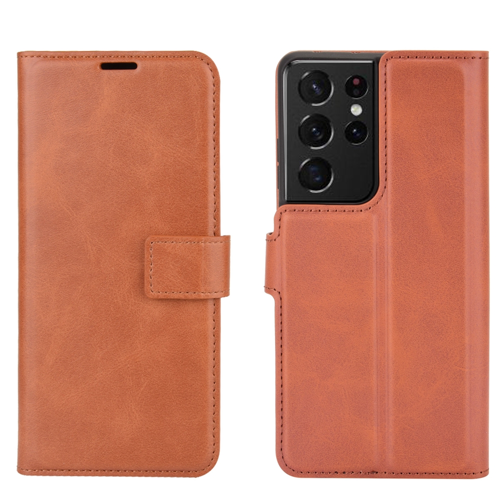 Retro Calf Pattern Buckle Card Wallet Left and Right Flip Phone Holster with Bracket Function For Galaxy S21 Ultra(Light Brown) Retro Calf Pattern Buckle Card Wallet Left and Right Flip Phone Holster with Bracket Function For Galaxy S21 Ultra(Light Brown)