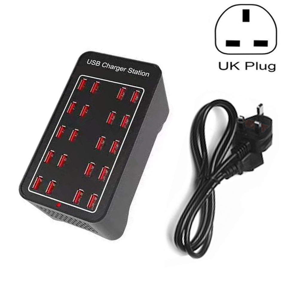 100W 20 USB Ports Fast Charger Station Smart Charger, AC 110-240V, Plug Size:UK Plug 100W 20 USB Ports Fast Charger Station Smart Charger, AC 110-240V, Plug Size:UK Plug