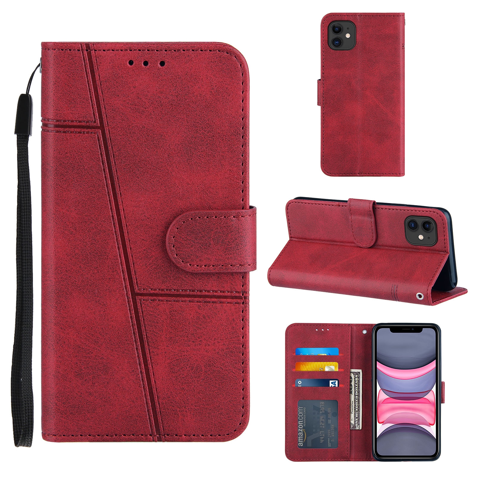 For iPhone 11 Pro Stitching Calf Texture Buckle Horizontal Flip Leather Case with Holder & Card Slots & Wallet & Lanyard (Red) For iPhone 11 Pro Stitching Calf Texture Buckle Horizontal Flip Leather Case with Holder & Card Slots & Wallet & Lanyard (Red)