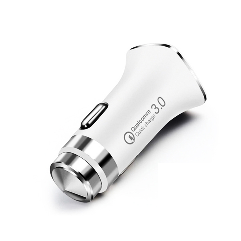 LZ-328 Safety Hammer Type QC3.0 USB Fast Charging Car Charger(White) LZ-328 Safety Hammer Type QC3.0 USB Fast Charging Car Charger(White)