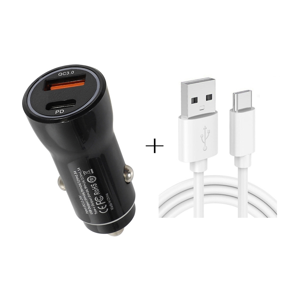 P21 Portable PD 20W + QC3.0 18W Dual Ports Fast Car Charger with USB to Type-C Cable Kit(Black) P21 Portable PD 20W + QC3.0 18W Dual Ports Fast Car Charger with USB to Type-C Cable Kit(Black)