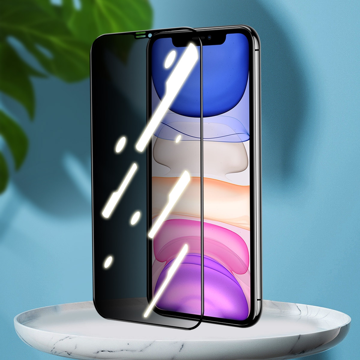For iPhone 11 / XR ENKAY Hat-Prince Full Coverage 28 Degree Privacy Screen Protector Anti-spy Tempered Glass Film