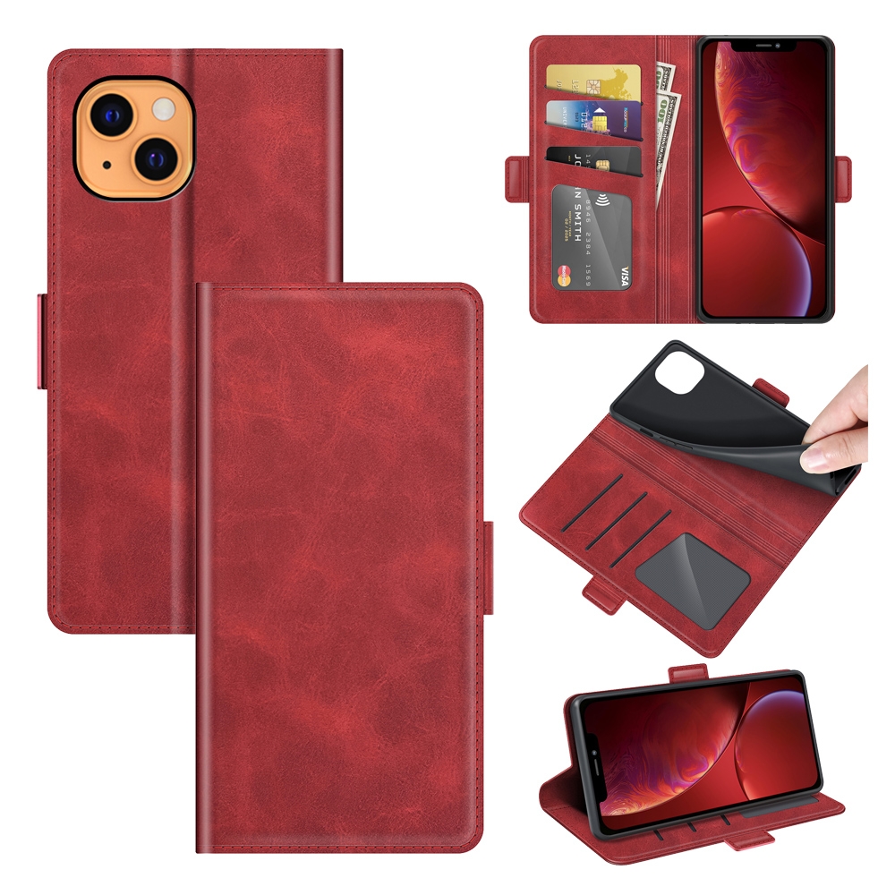 For iPhone 13 mini Dual-side Magnetic Buckle Horizontal Flip Leather Case with Holder & Card Slots & Wallet (Red) For iPhone 13 mini Dual-side Magnetic Buckle Horizontal Flip Leather Case with Holder & Card Slots & Wallet (Red)