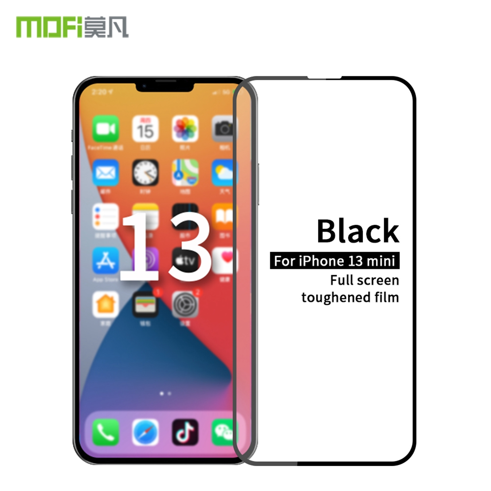 For iPhone 13 mini MOFI 9H 2.5D Full Screen Tempered Glass Film (Black) For iPhone 13 mini MOFI 9H 2.5D Full Screen Tempered Glass Film (Black)