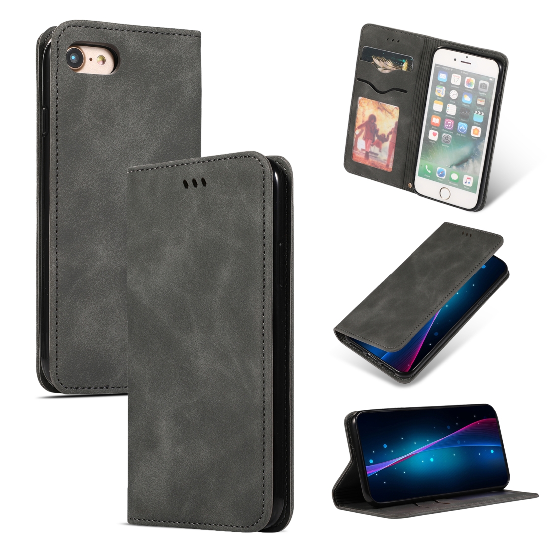 For iPhone SE 2022 / SE 2020 / 8 / 7 Retro Skin Feel Business Magnetic Horizontal Flip Leather Case(Dark Gray) For iPhone SE 2022 / SE 2020 / 8 / 7 Retro Skin Feel Business Magnetic Horizontal Flip Leather Case(Dark Gray)