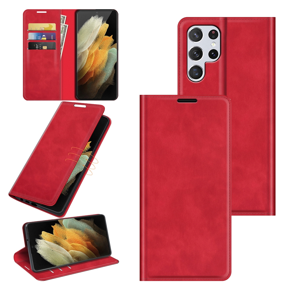 For Samsung Galaxy S22 Ultra 5G Retro-skin Business Magnetic Suction Leather Case with Holder & Card Slots & Wallet(Red) For Samsung Galaxy S22 Ultra 5G Retro-skin Business Magnetic Suction Leather Case with Holder & Card Slots & Wallet(Red)
