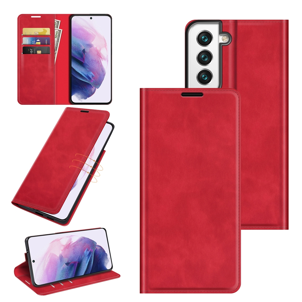 For Samsung Galaxy S22+ 5G Retro-skin Business Magnetic Suction Leather Case with Holder & Card Slots & Wallet(Red)
