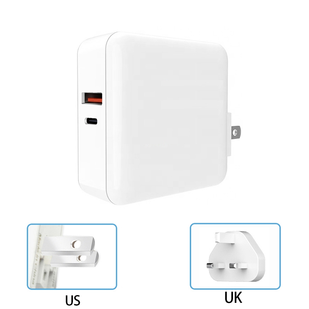 A6 65W QC 3.0 USB + PD Type-C Dual Fast Charging Laptop Adapter for MacBook Series, US Plug + UK Plug A6 65W QC 3.0 USB + PD Type-C Dual Fast Charging Laptop Adapter for MacBook Series, US Plug + UK Plug