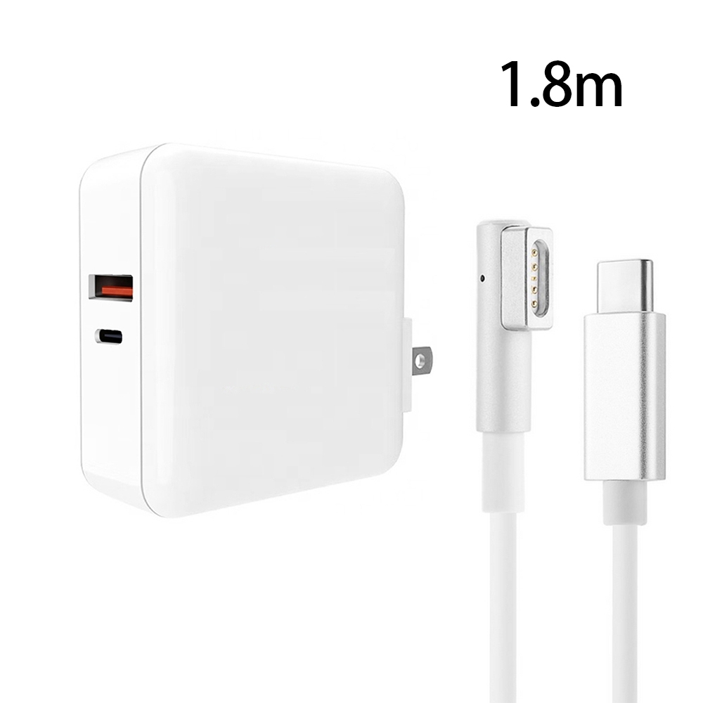 A6 PD 65W USB-C / Type-C + QC3.0 USB Laptop Adapter + 1.8m USB-C / Type-C to MagSafe 1 / L Data Cable Set for MacBook Series, US Plug