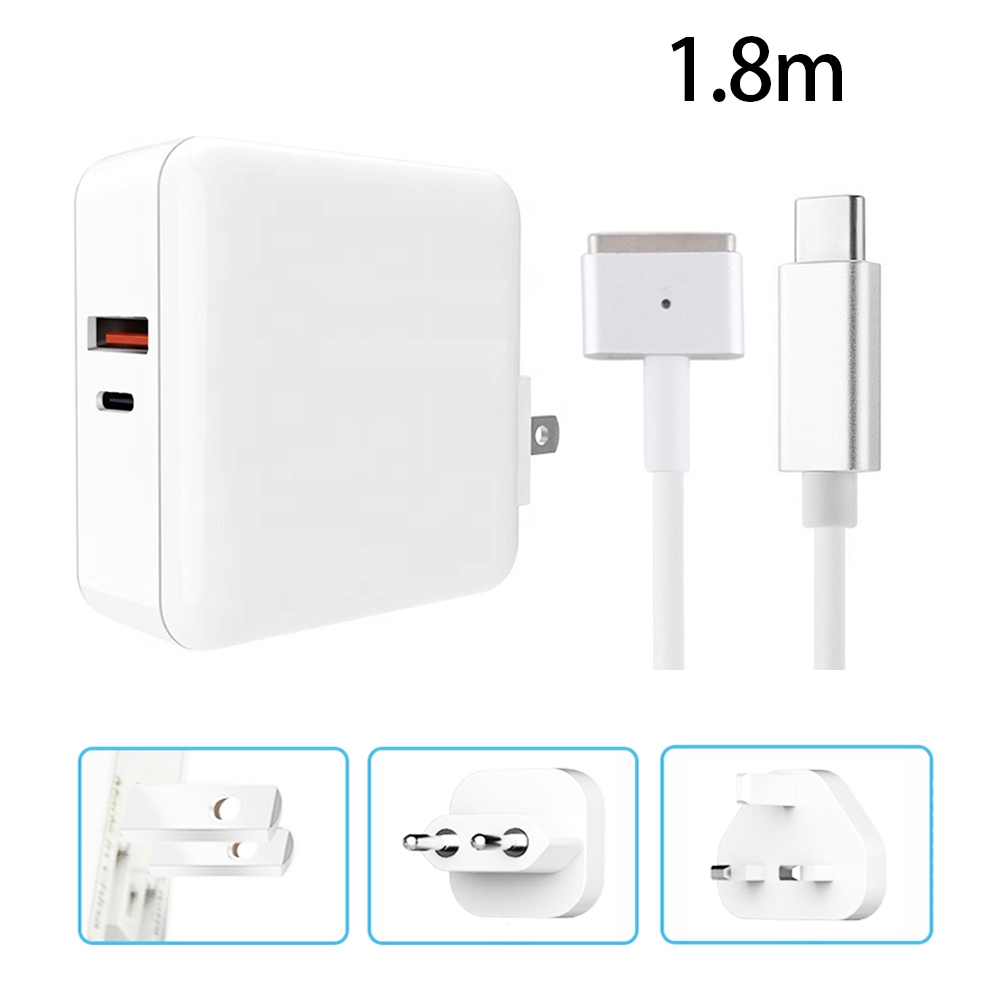 A6 PD 65W USB-C / Type-C + QC3.0 USB Laptop Adapter + 1.8m USB-C / Type-C to MagSafe 2 / T Data Cable Set for MacBook Series, US Plug + EU Plug + UK Plug A6 PD 65W USB-C / Type-C + QC3.0 USB Laptop Adapter + 1.8m USB-C / Type-C to MagSafe 2 / T Data Cable Set for MacBook Series, US Plug + EU Plug + UK Plug