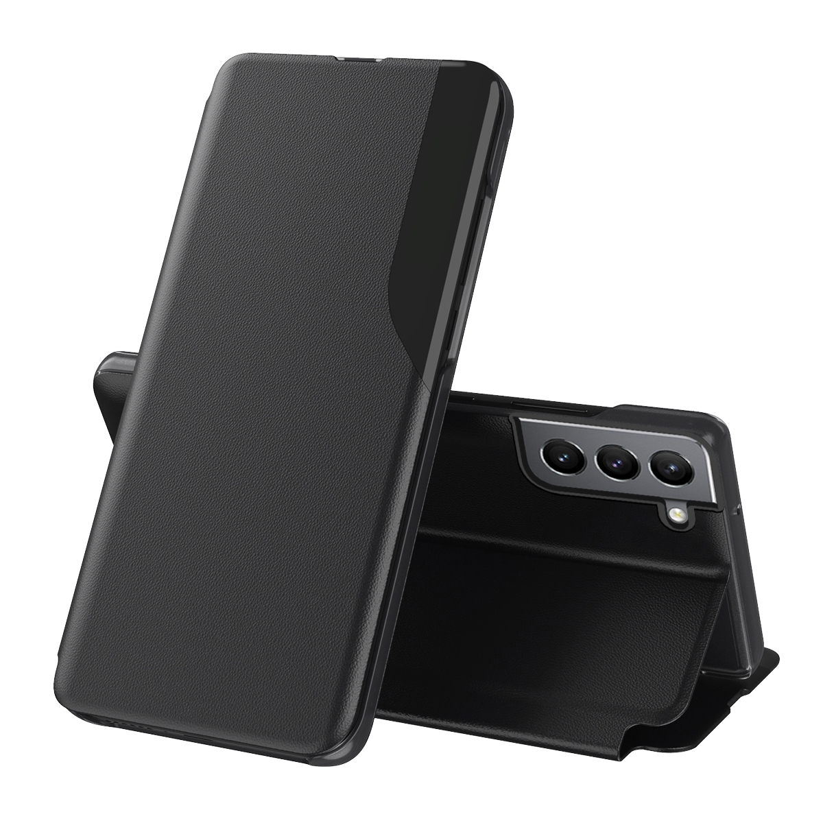 For Samsung Galaxy S22 5G Attraction Flip Holder Leather Phone Case(Black) For Samsung Galaxy S22 5G Attraction Flip Holder Leather Phone Case(Black)