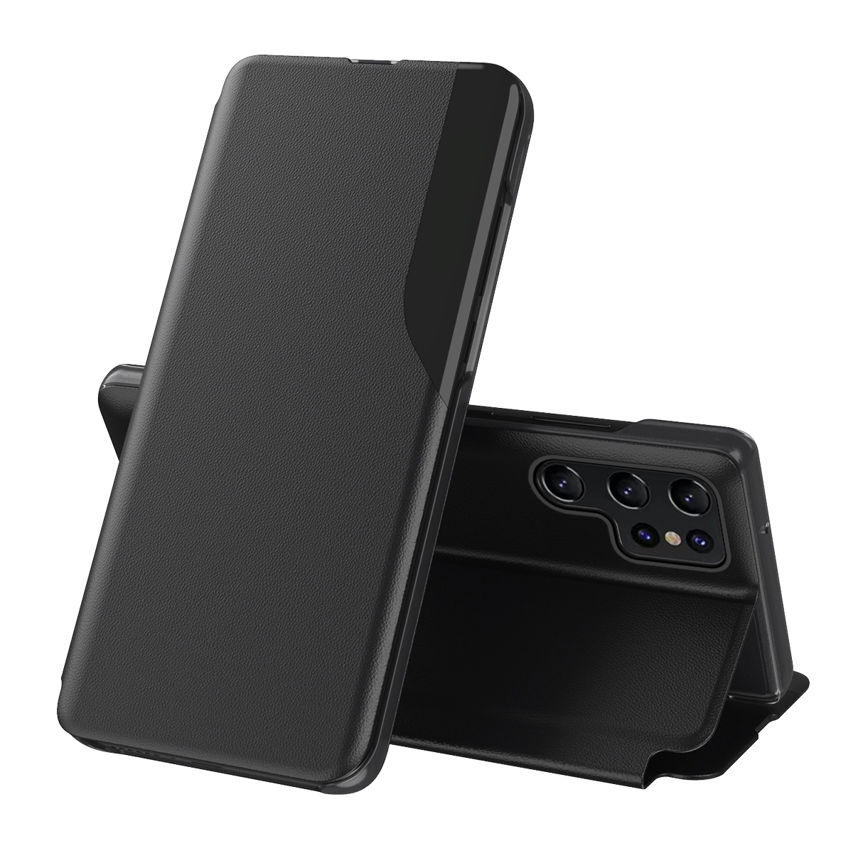 For Samsung Galaxy S22 Ultra 5G Attraction Flip Holder Leather Phone Case(Black) For Samsung Galaxy S22 Ultra 5G Attraction Flip Holder Leather Phone Case(Black)