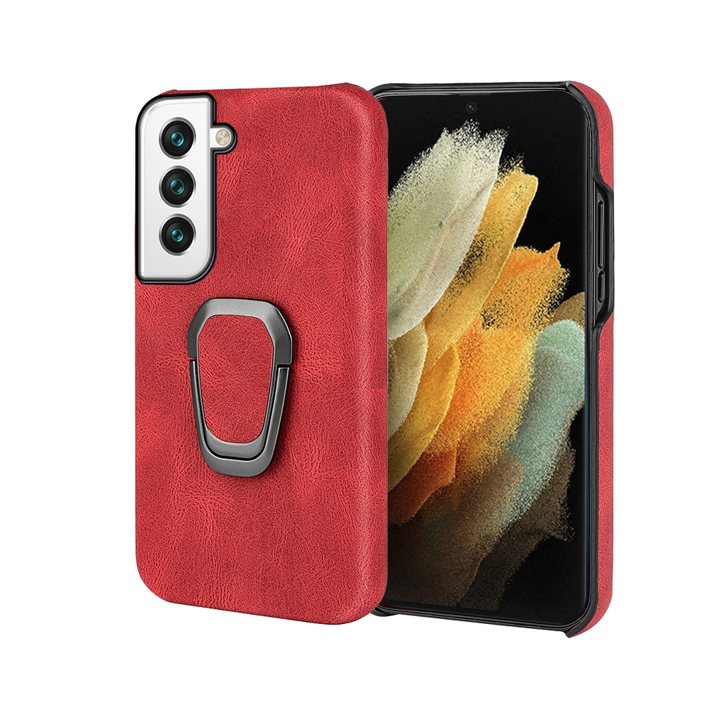 Ring Holder PU Phone Case For Samsung Galaxy S22 5G(Red) Ring Holder PU Phone Case For Samsung Galaxy S22 5G(Red)