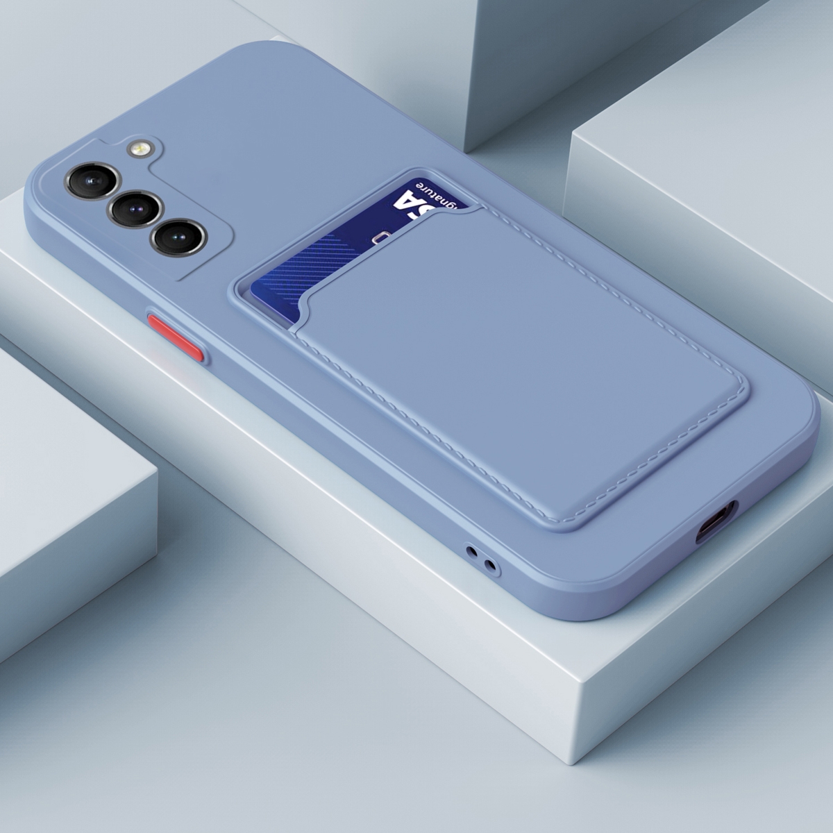 For Samsung Galaxy S22+ 5G Skin Feel Card Contrast Color Button TPU Phone Case(Grey) For Samsung Galaxy S22+ 5G Skin Feel Card Contrast Color Button TPU Phone Case(Grey)