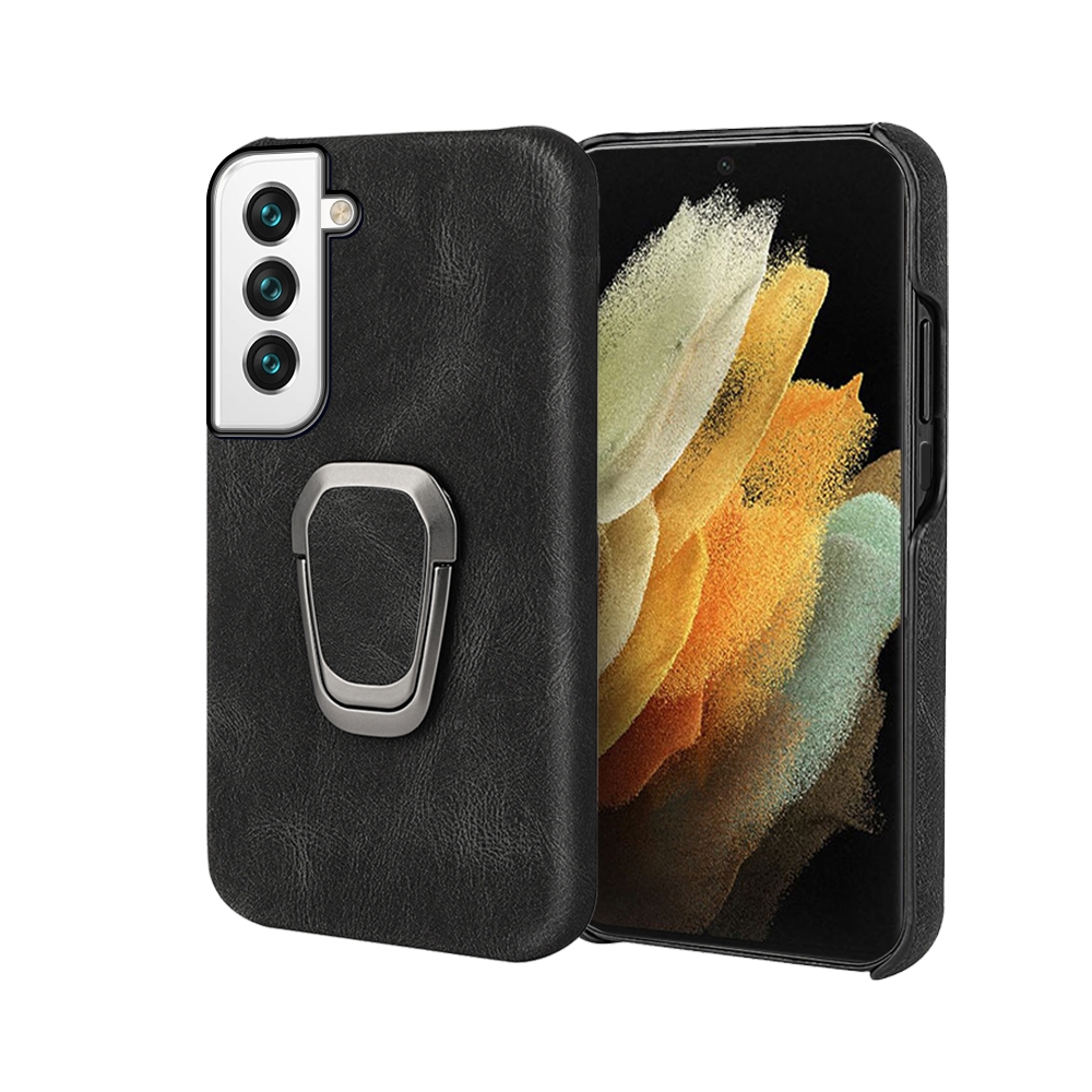 Ring Holder PU Phone Case For Samsung Galaxy S22+ 5G(Black) Ring Holder PU Phone Case For Samsung Galaxy S22+ 5G(Black)