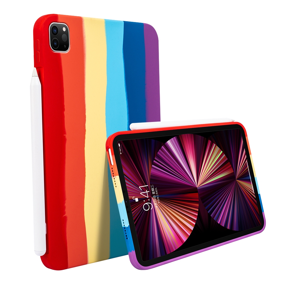 Liquid Silicone Magnetic Pen Function Tablet Case For iPad Pro 12.9 2018 / 2020 / 2021(Rainbow) Liquid Silicone Magnetic Pen Function Tablet Case For iPad Pro 12.9 2018 / 2020 / 2021(Rainbow)