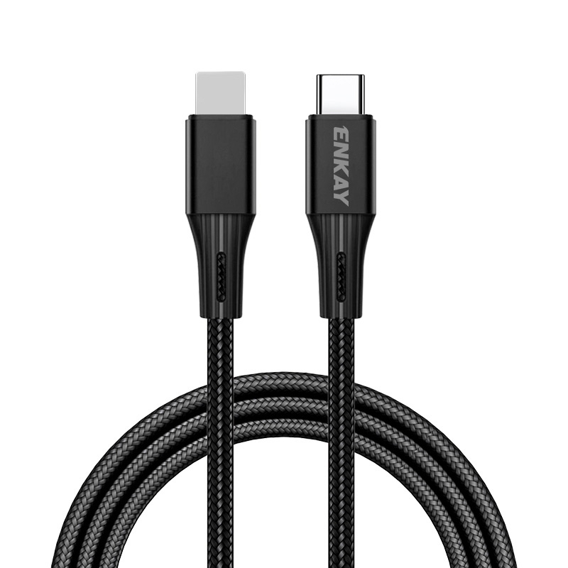 ENKAY PD 20W 3A USB-C / Type-C to 8 Pin Fast Charging Nylon Braided Data Cable, Length:2m(Black) ENKAY PD 20W 3A USB-C / Type-C to 8 Pin Fast Charging Nylon Braided Data Cable, Length:2m(Black)