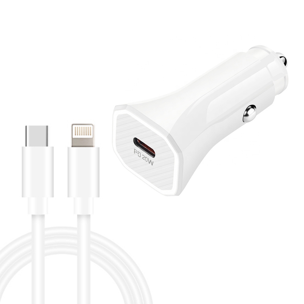 TE-P2 PD20W USB-C / Type-C Car Charger with Type-C to 8 Pin Data Cable(White) TE-P2 PD20W USB-C / Type-C Car Charger with Type-C to 8 Pin Data Cable(White)