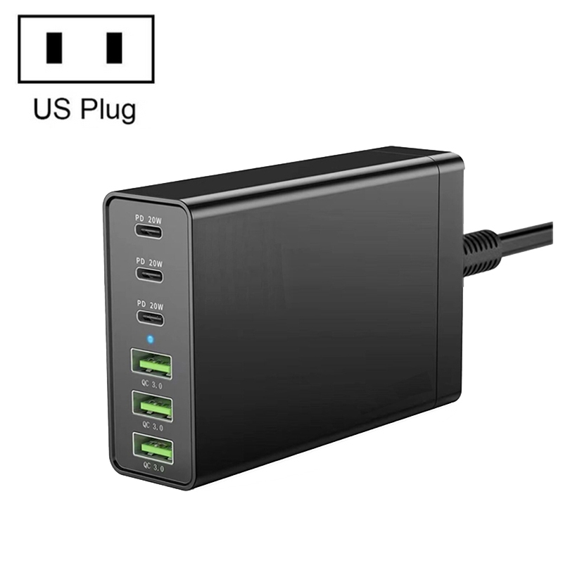 zetx-96W01A 96W PD20W x 3 + QC3.0 USB x 3 Multifunction Charger for Mobile / Tablet(US Plug) zetx-96W01A 96W PD20W x 3 + QC3.0 USB x 3 Multifunction Charger for Mobile / Tablet(US Plug)