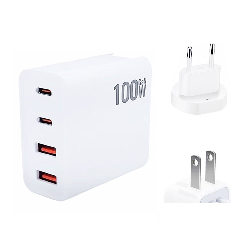 GaN 100W Dual USB + Dual USB-C/Type-C Multi Port Charger for Apple MacBook Series US / EU Plug GaN 100W Dual USB + Dual USB-C/Type-C Multi Port Charger for Apple MacBook Series US / EU Plug