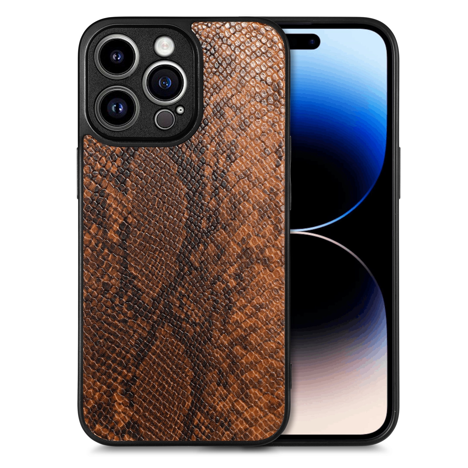 For iPhone 14 Pro Max Snakeskin Leather Back Cover Phone Case(Brown) For iPhone 14 Pro Max Snakeskin Leather Back Cover Phone Case(Brown)