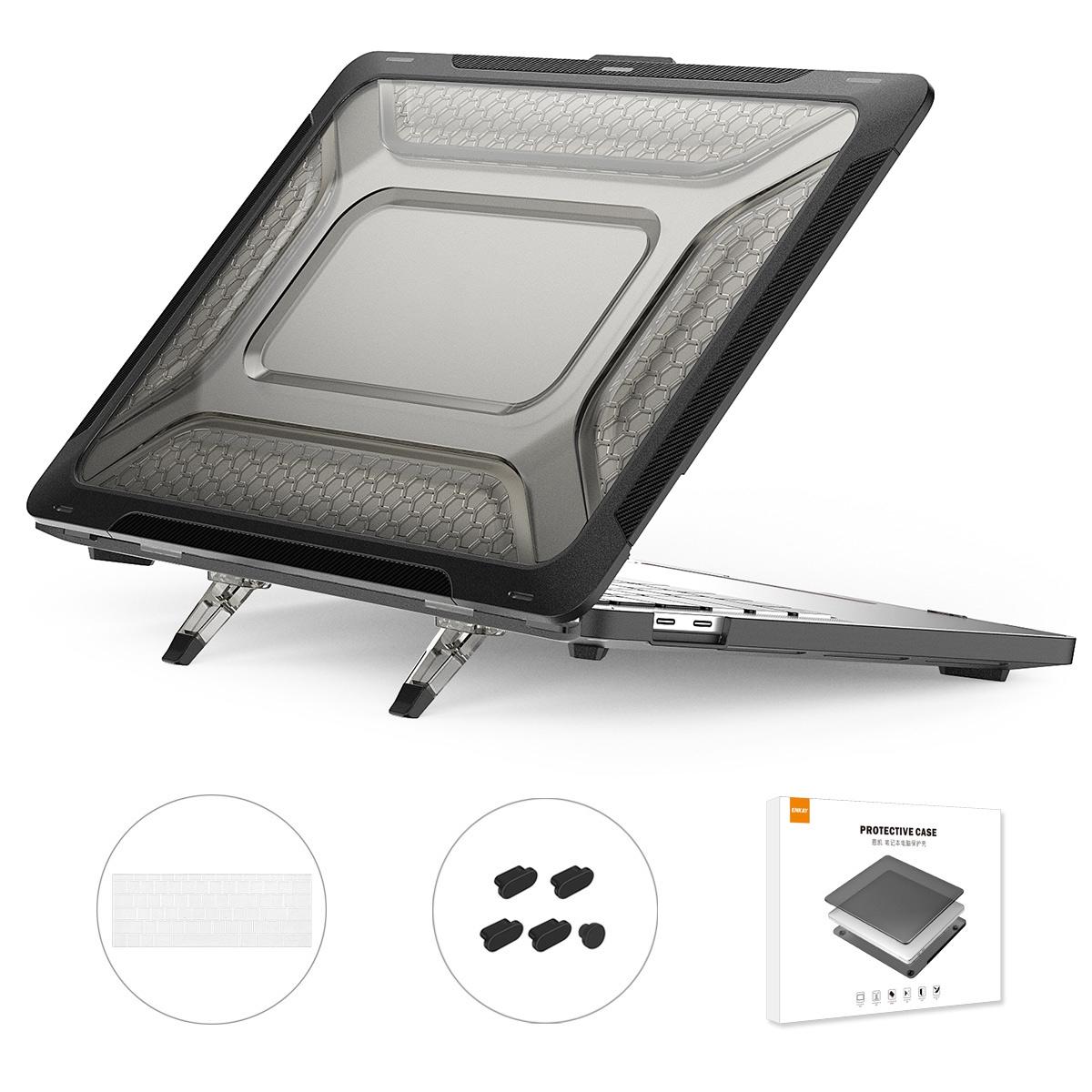 For MacBook Pro 13.3 A1706/A1989/A2159 ENKAY Hat-Prince 3 in 1 Protective Bracket Case Cover Hard Shell with TPU Keyboard Film / Anti-dust Plugs, Version:US(Black) For MacBook Pro 13.3 A1706/A1989/A2159 ENKAY Hat-Prince 3 in 1 Protective Bracket Case Cover Hard Shell with TPU Keyboard Film / Anti-dust Plugs, Version:US(Black)
