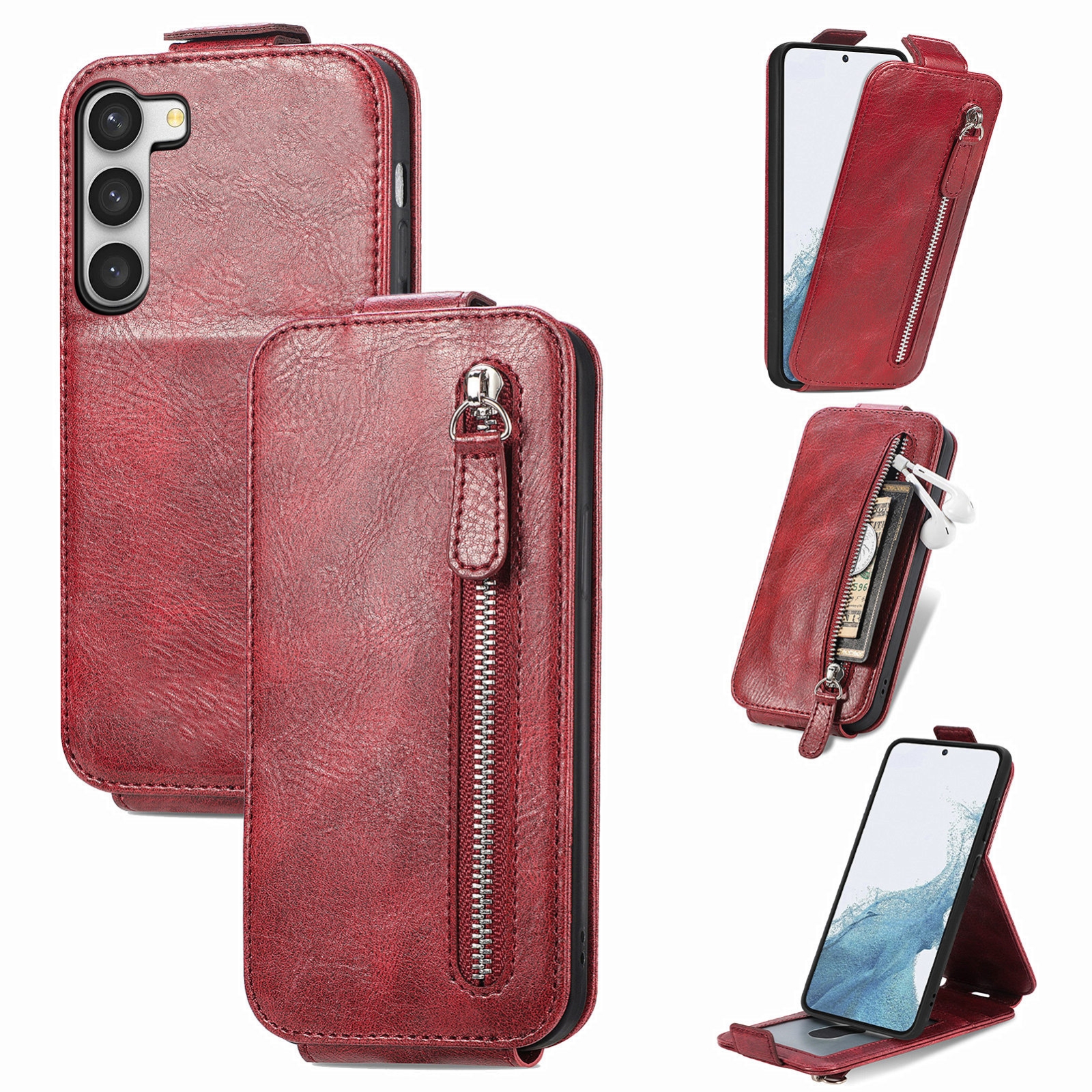 For Samsung Galaxy S23 Ultra 5G Zipper Wallet Vertical Flip Leather Phone Case(Red) For Samsung Galaxy S23 Ultra 5G Zipper Wallet Vertical Flip Leather Phone Case(Red)