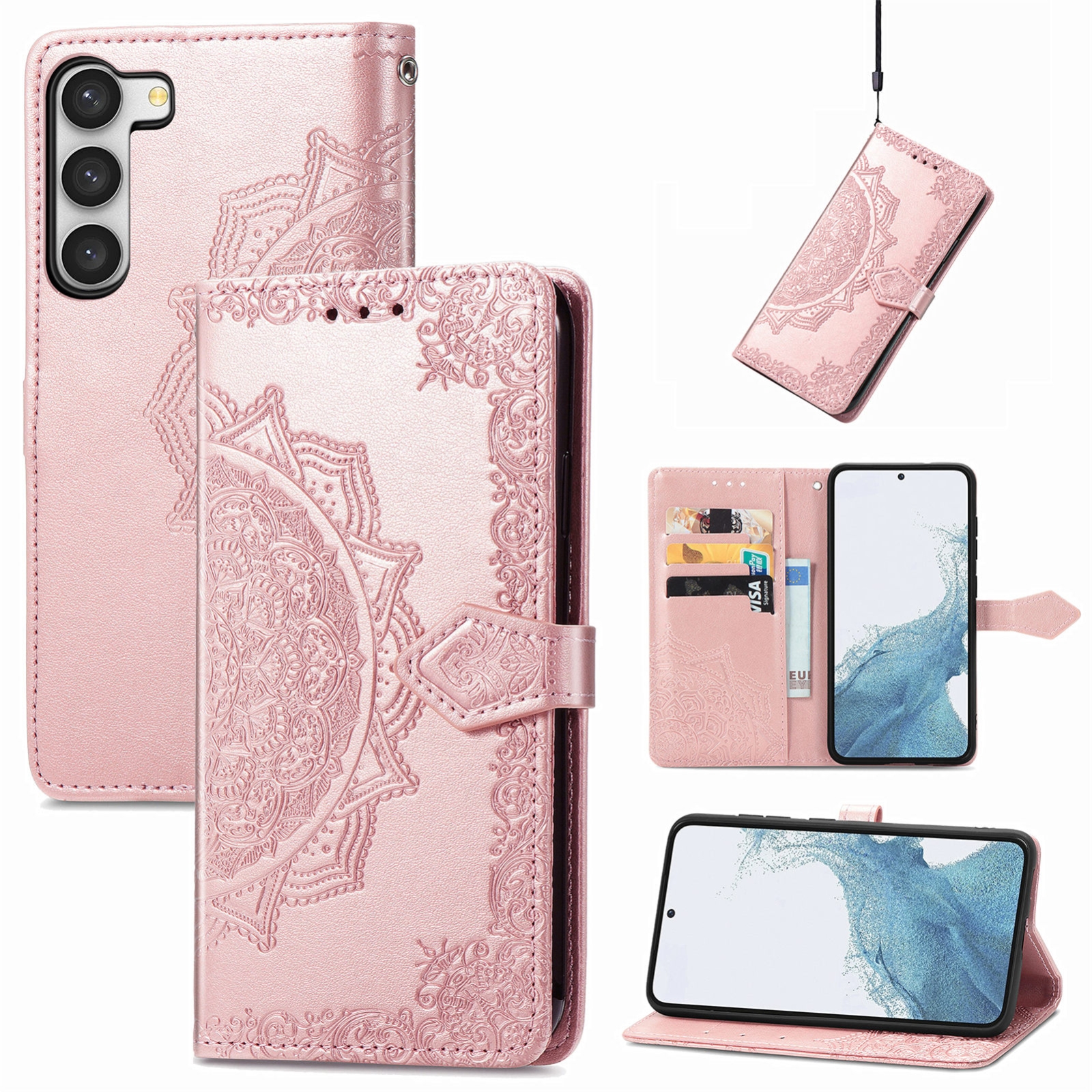 For Samsung Galaxy S23 Plus 5G Mandala Flower Embossed Leather Phone Case(Rose Gold) For Samsung Galaxy S23 Plus 5G Mandala Flower Embossed Leather Phone Case(Rose Gold)