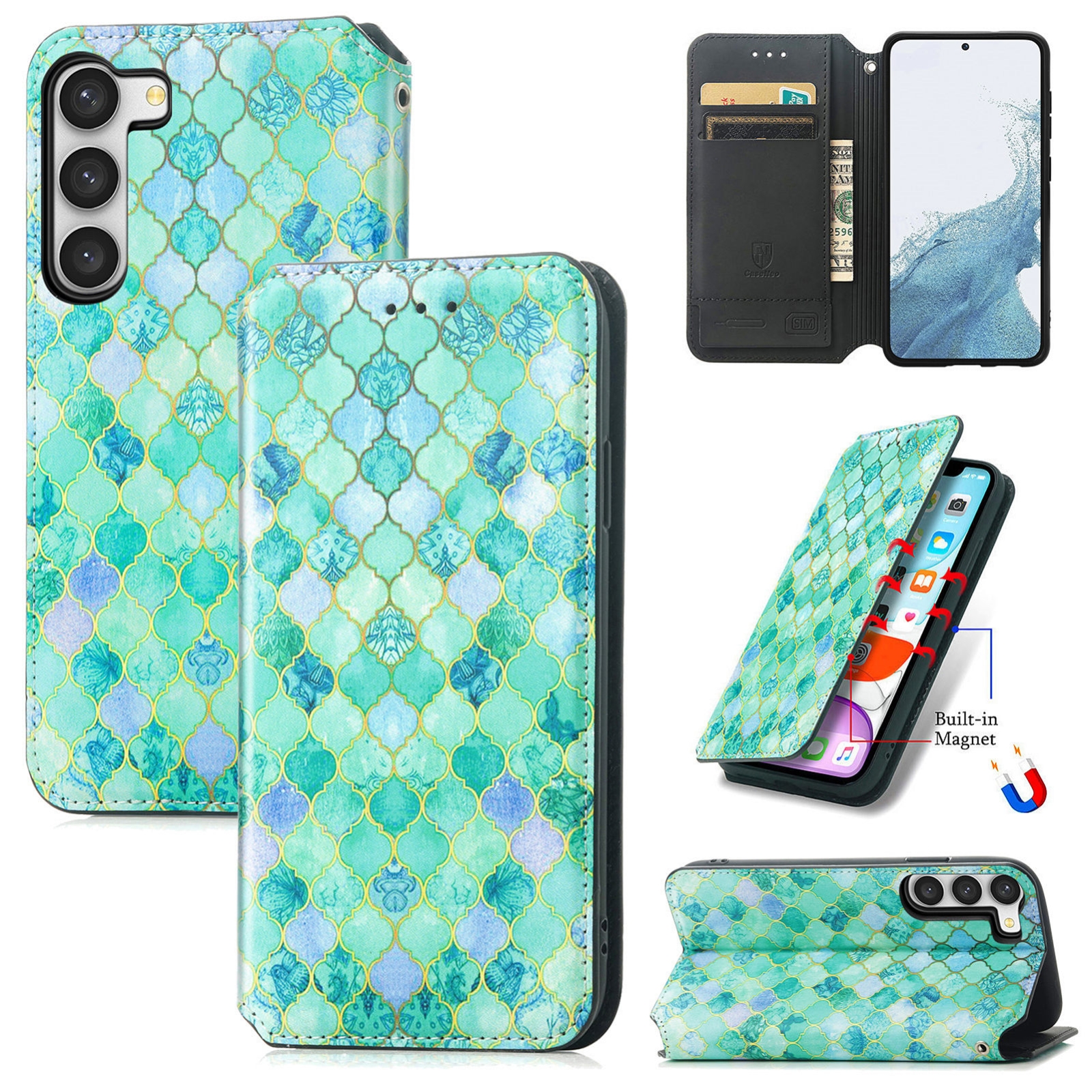 For Samsung Galaxy S23+ 5G CaseNeo Colorful Magnetic Leather Phone Case(Emerald) For Samsung Galaxy S23+ 5G CaseNeo Colorful Magnetic Leather Phone Case(Emerald)