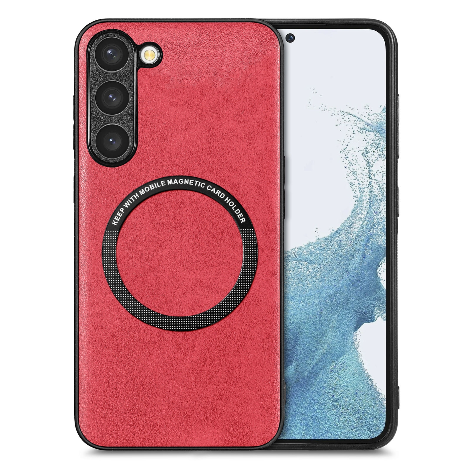 For Samsung Galaxy S23+ 5G Solid Color Leather Back Cover Magsafe Phone Case(Red) For Samsung Galaxy S23+ 5G Solid Color Leather Back Cover Magsafe Phone Case(Red)
