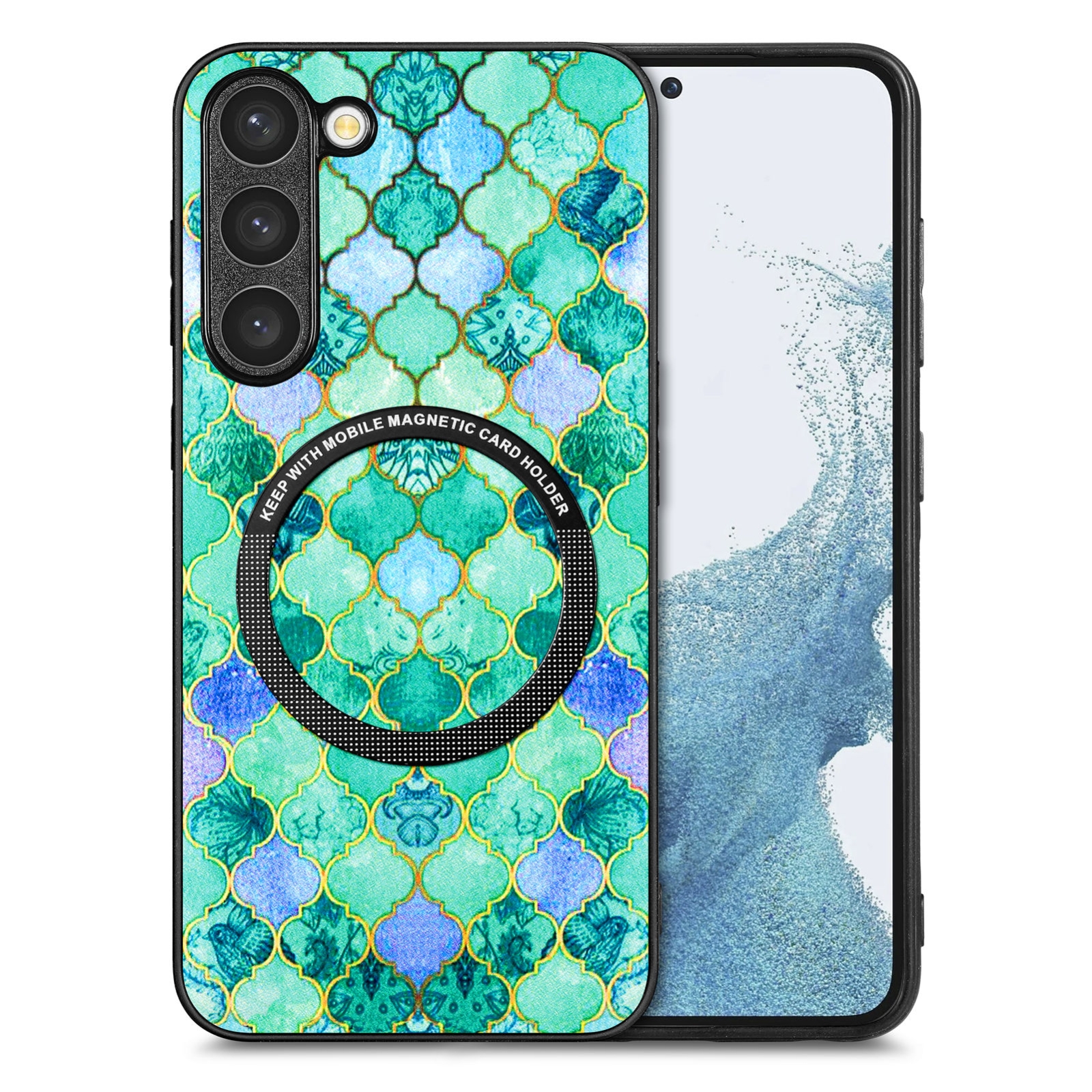 For Samsung Galaxy S23+ 5G Colored Drawing Leather Back Cover Magsafe Phone Case(Emerald) For Samsung Galaxy S23+ 5G Colored Drawing Leather Back Cover Magsafe Phone Case(Emerald)