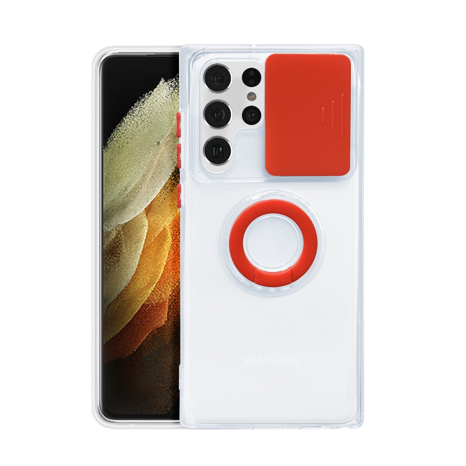 For Samsung Galaxy S23 Ultra 5G Sliding Camshield TPU Phone Case with Ring Holder(Red) For Samsung Galaxy S23 Ultra 5G Sliding Camshield TPU Phone Case with Ring Holder(Red)
