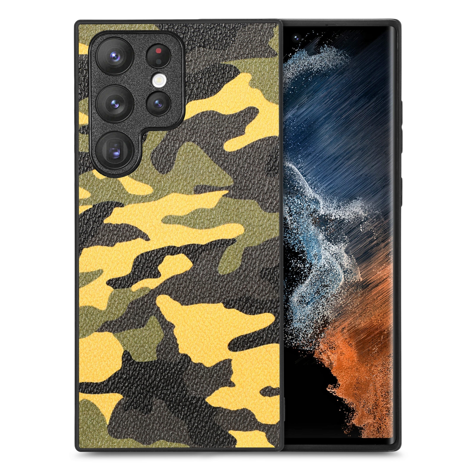 For Samsung Galaxy S23 Ultra 5G Camouflage Leather Back Cover Phone Case(Yellow) For Samsung Galaxy S23 Ultra 5G Camouflage Leather Back Cover Phone Case(Yellow)