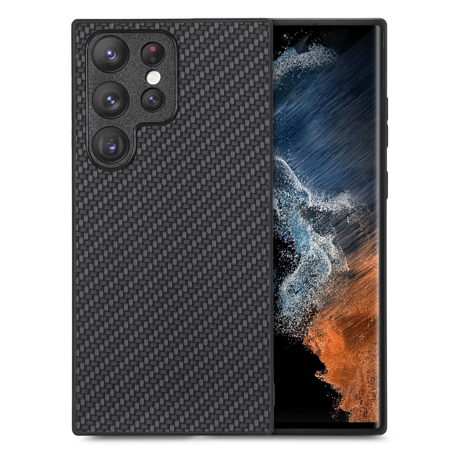 For Samsung Galaxy S23 Ultra 5G Carbon Fiber Texture Leather Back Cover Phone Case(Black) For Samsung Galaxy S23 Ultra 5G Carbon Fiber Texture Leather Back Cover Phone Case(Black)